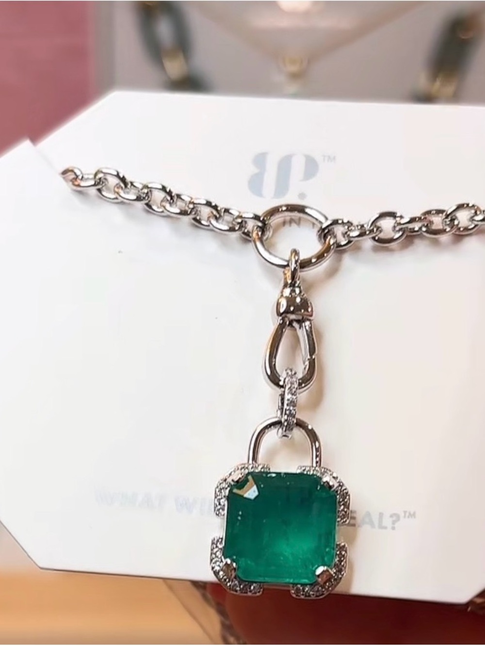 Bomb Party Green Emerald-Style Pendant Necklace